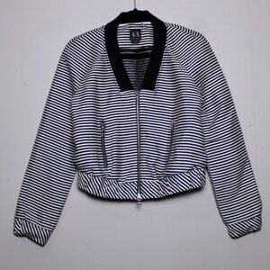 Armani Exchange Black & White Striped Bomber XS